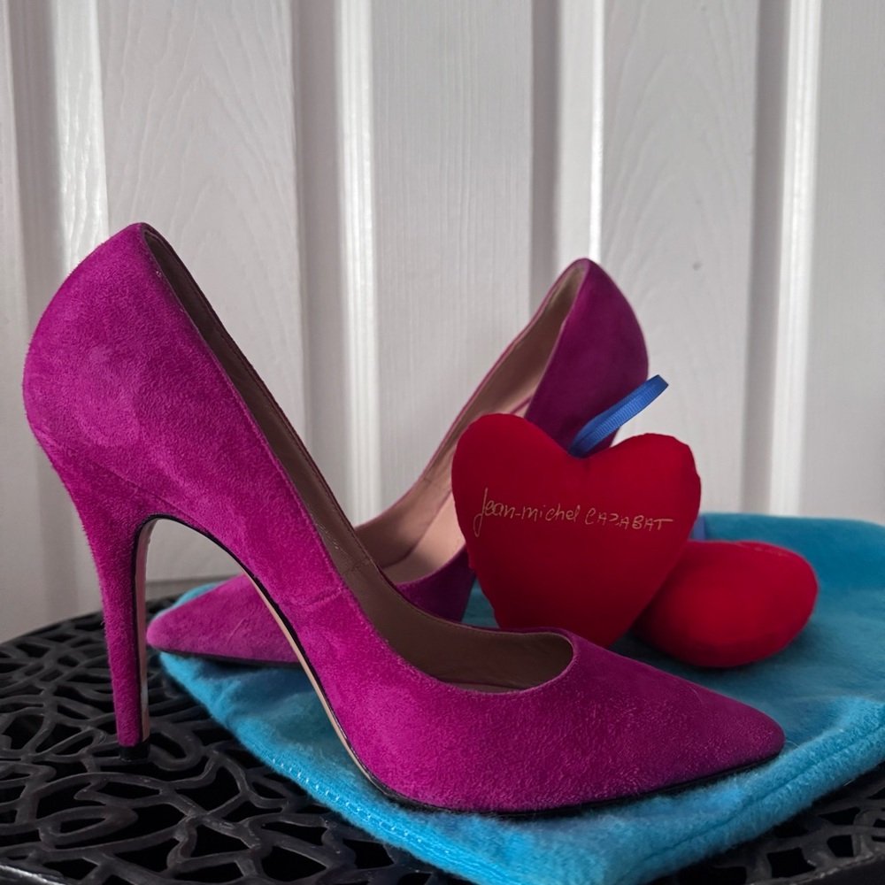 Jean-Michel Cabazat Fuchsia Suede Leather Heels 6 1/2